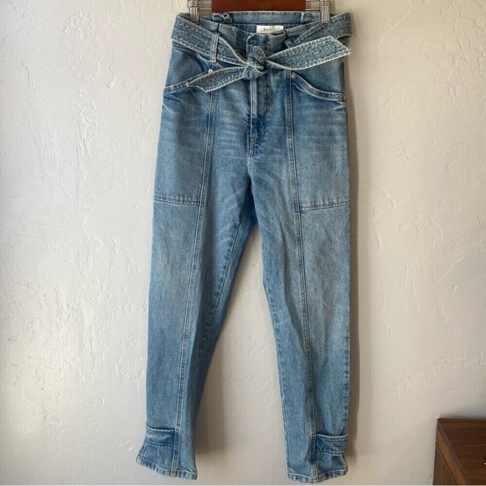 A.L.C. Luke High Waisted Paper Bag Denim Pants in Light Indigo - Picture 6 of 15